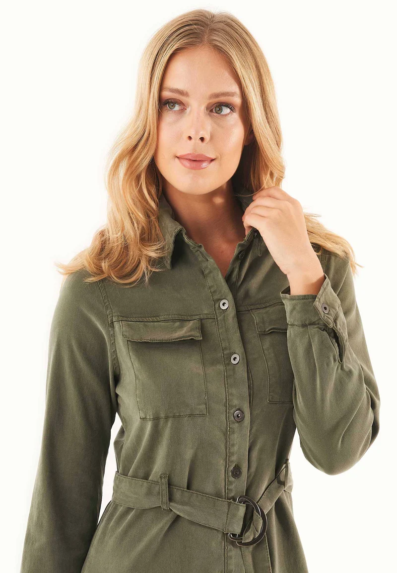 Hemdblusenkleid aus TENCEL™ Lyocell und Bio-Baumwolle