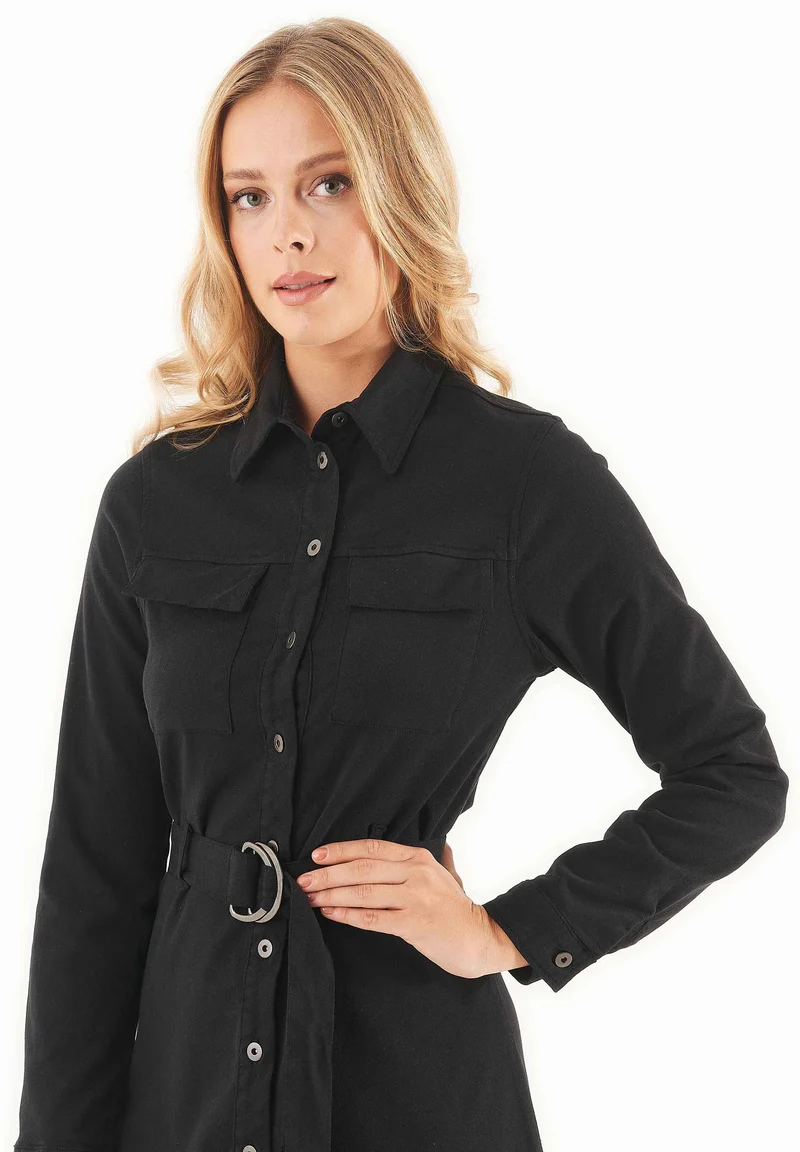 Hemdblusenkleid aus TENCEL™ Lyocell und Bio-Baumwolle