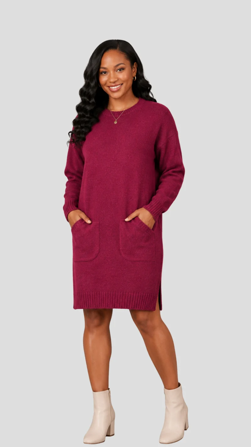 The Fashion Frenzy Acrylic Short Bodycon Dress – Maroon