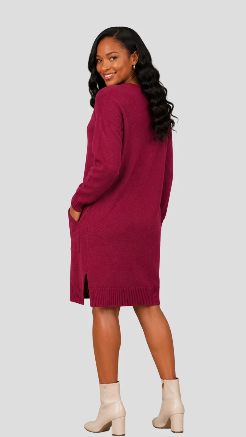The Fashion Frenzy Acrylic Short Bodycon Dress – Maroon