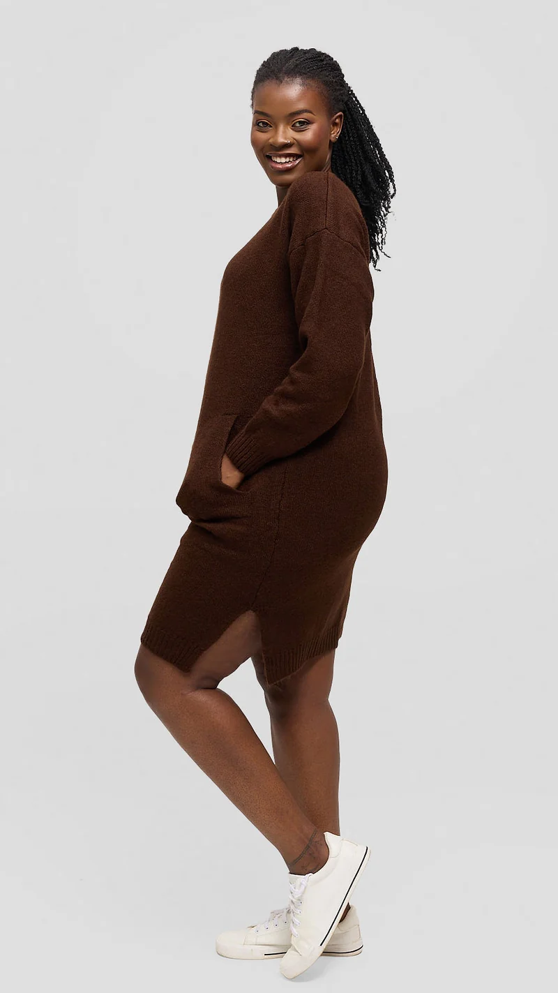 The Fashion Frenzy Acrylic Short Bodycon Dress - Brown