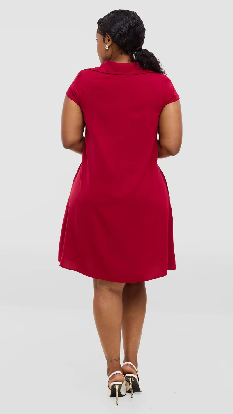 Vivo Yumi Cap Sleeve Dress In Crepe - Maroon