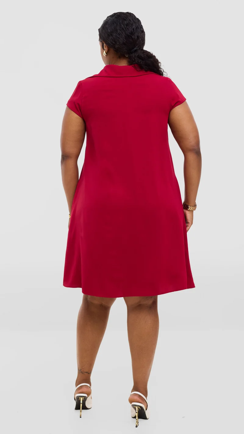 Vivo Yumi Cap Sleeve Dress In Crepe - Maroon
