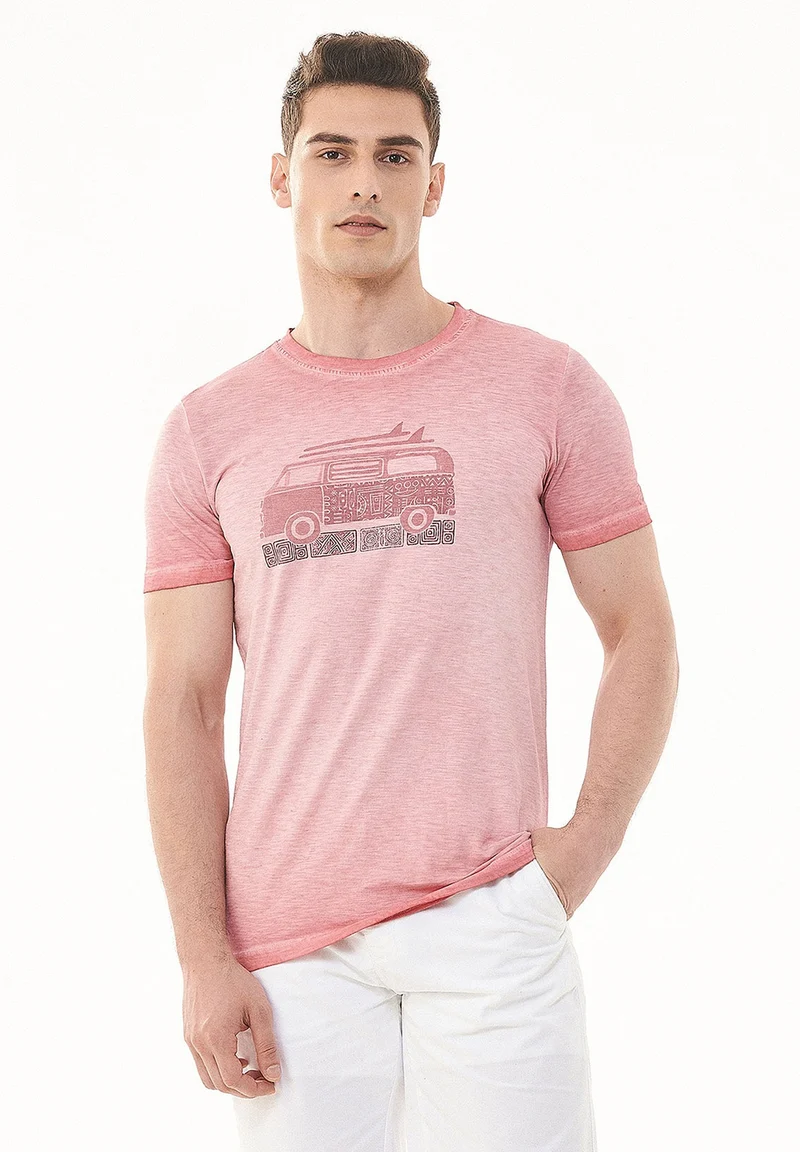 Garment Dyed T-Shirt aus Bio-Baumwolle mit Print