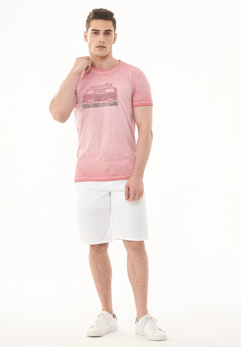 Garment Dyed T-Shirt aus Bio-Baumwolle mit Print