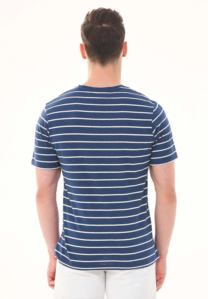Gestreiftes T-Shirt aus Bio-Baumwolle und Leinen