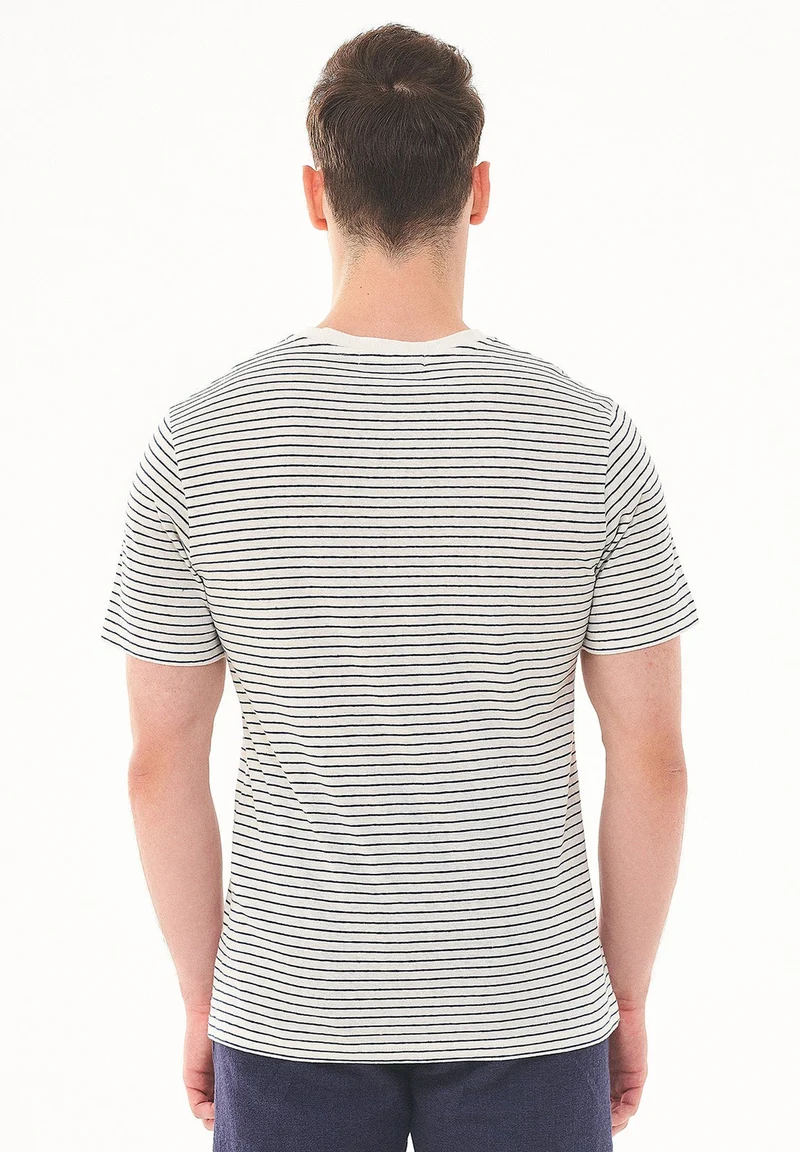 Gestreiftes T-Shirt aus Bio-Baumwolle und Leinen