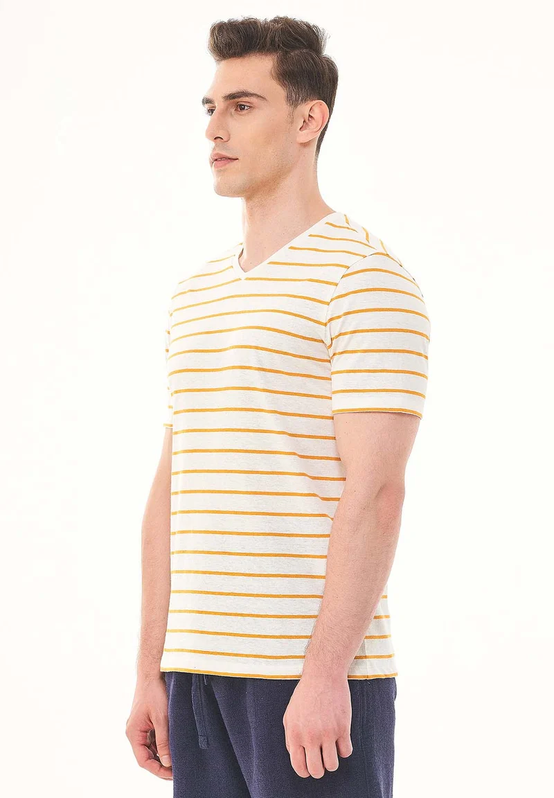 Gestreiftes T-Shirt aus Bio-Baumwolle und Leinen