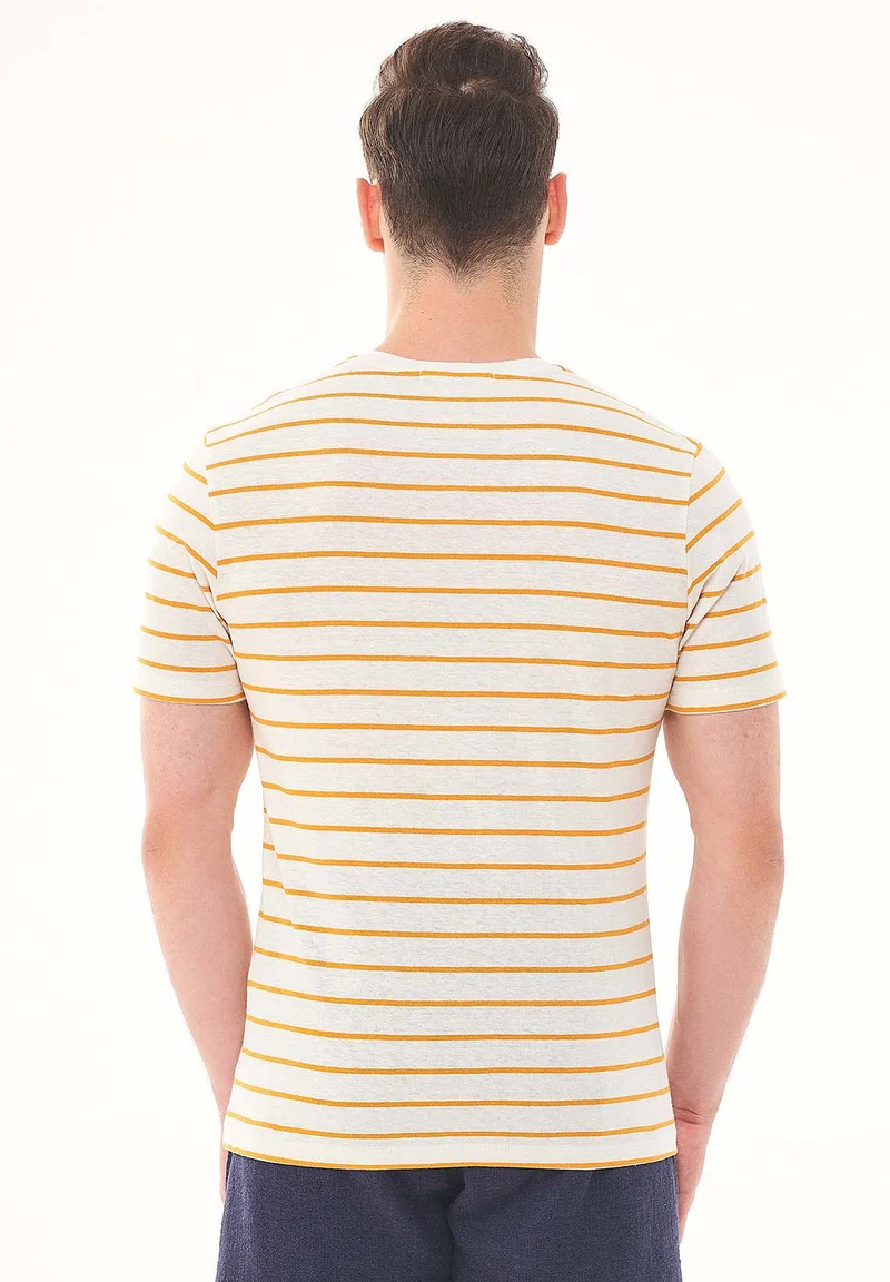 Gestreiftes T-Shirt aus Bio-Baumwolle und Leinen