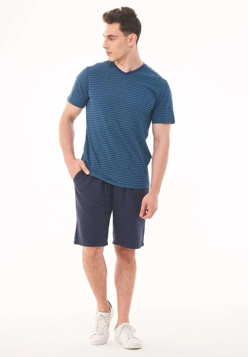 Gestreiftes T-Shirt aus Bio-Baumwolle und Leinen