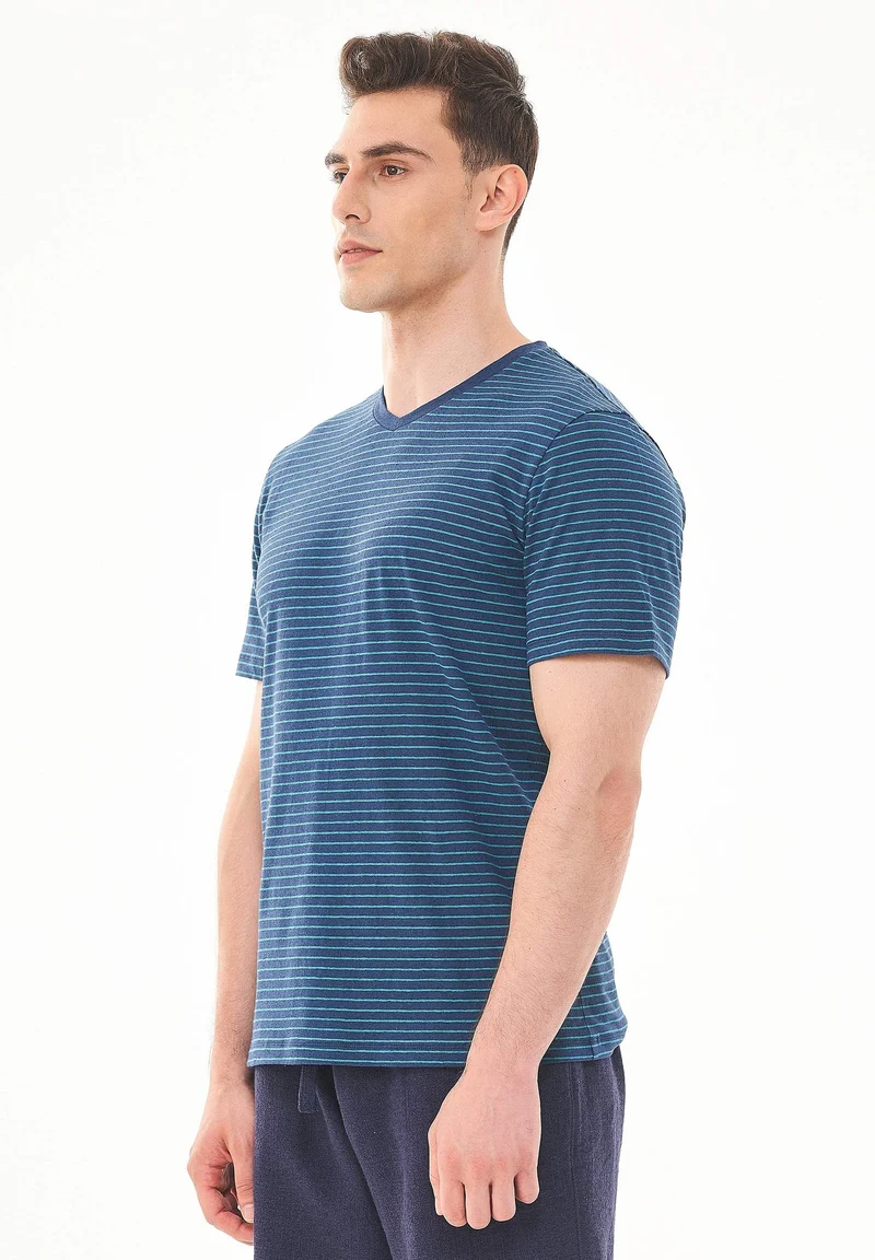 Gestreiftes T-Shirt aus Bio-Baumwolle und Leinen