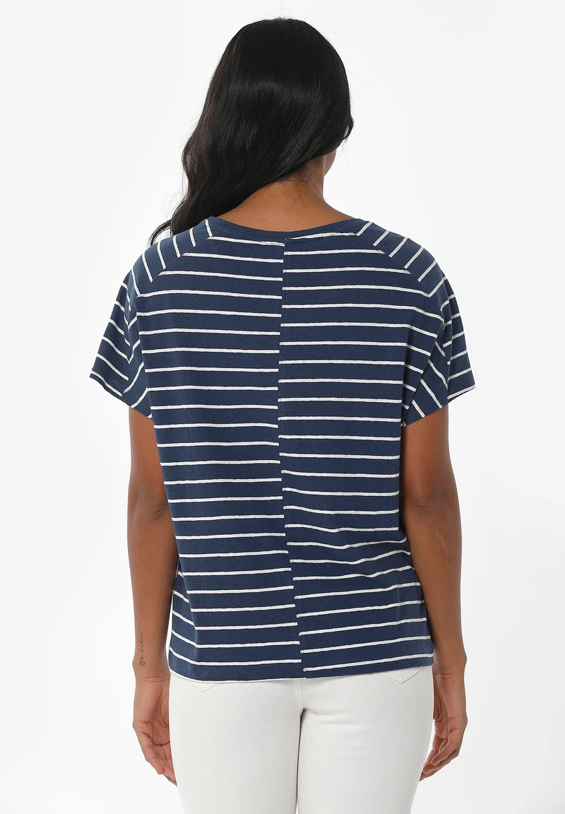 Gestreiftes T-Shirt aus Bio-Baumwolle und Leinen