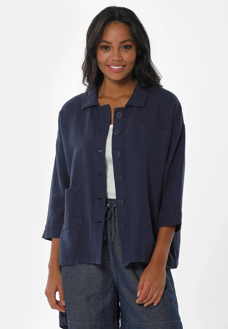 Hemdbluse aus Leinen-Bio Baumwolle Mix mit LENZING™ ECOVERO™