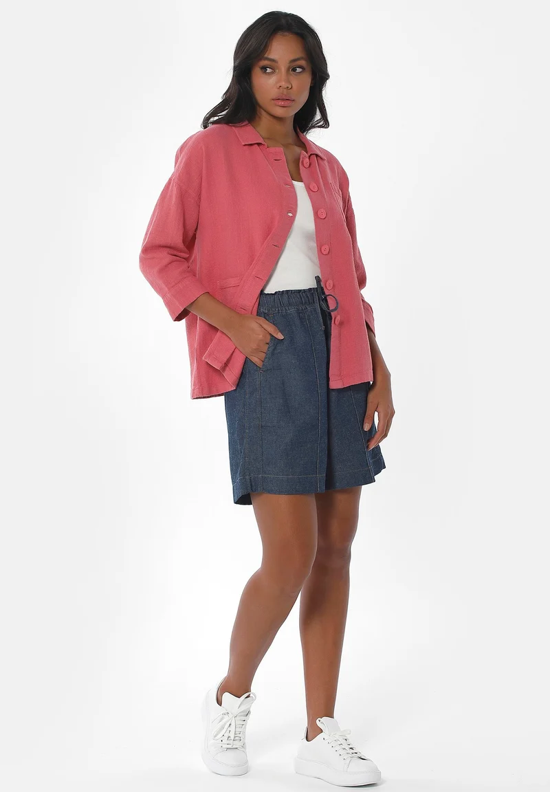 Hemdbluse aus Leinen-Bio Baumwolle Mix mit LENZING™ ECOVERO™