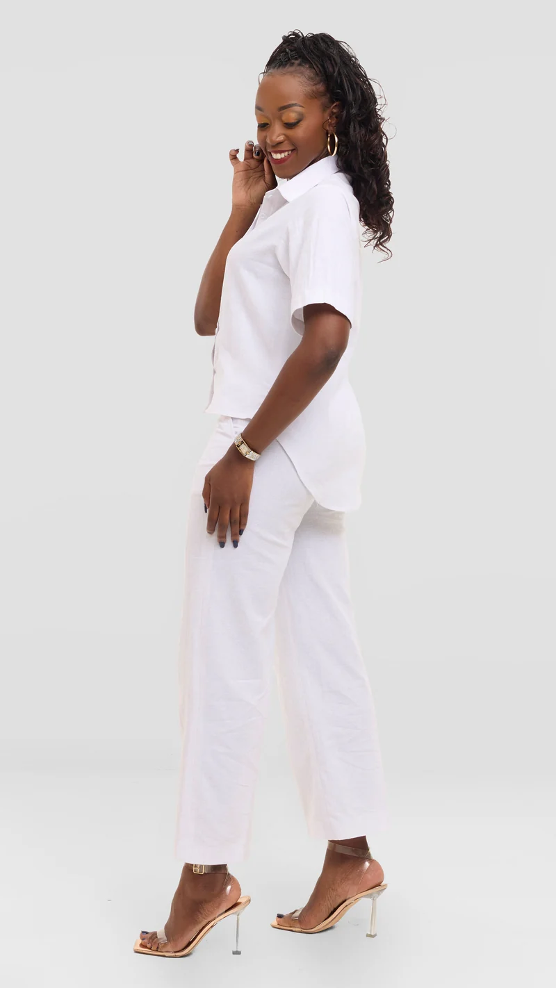 The Pearl Haven Tailored Linen Set - White