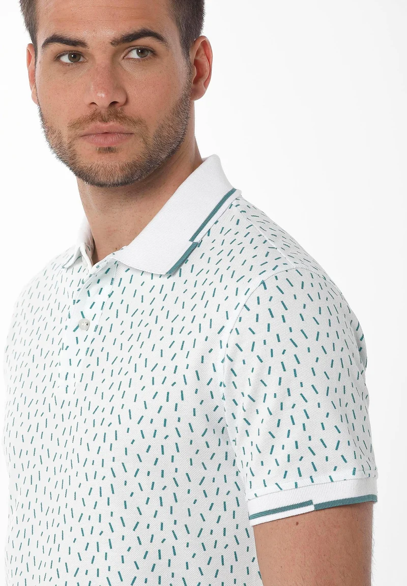 Poloshirt aus Bio-Baumwolle mit Allover-Print