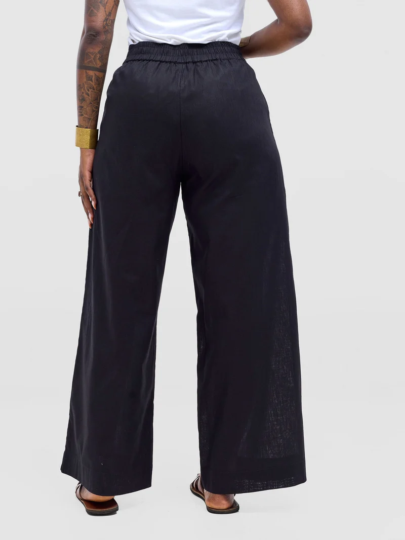 Safari by Vivo Tiwa Wide Leg Pants in Linen - Black