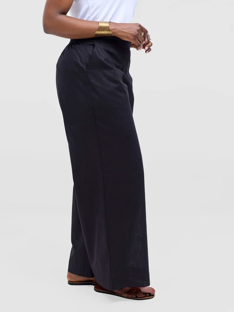 Safari by Vivo Tiwa Wide Leg Pants in Linen - Black