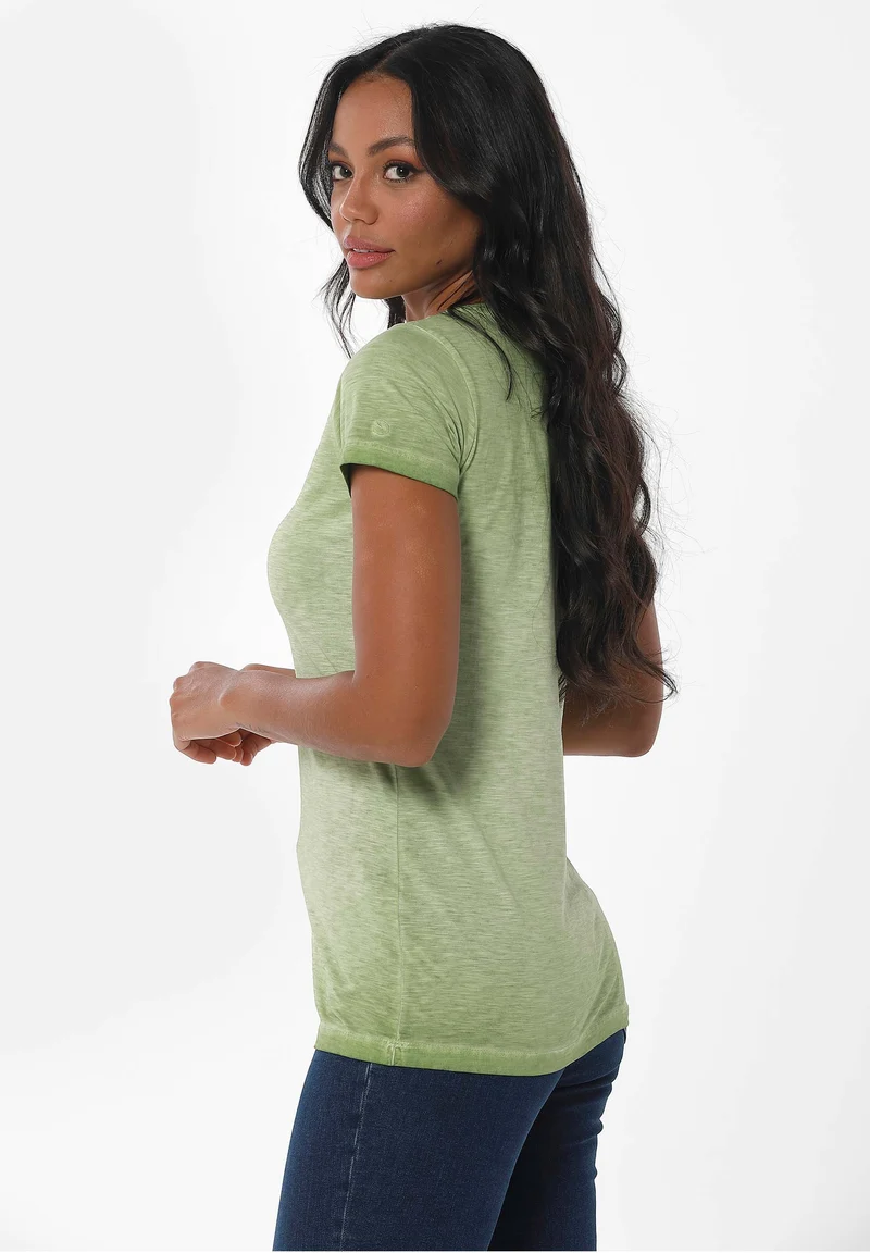 Garment Dyed T-Shirt aus Bio-Baumwolle mit Fahrrad-Print