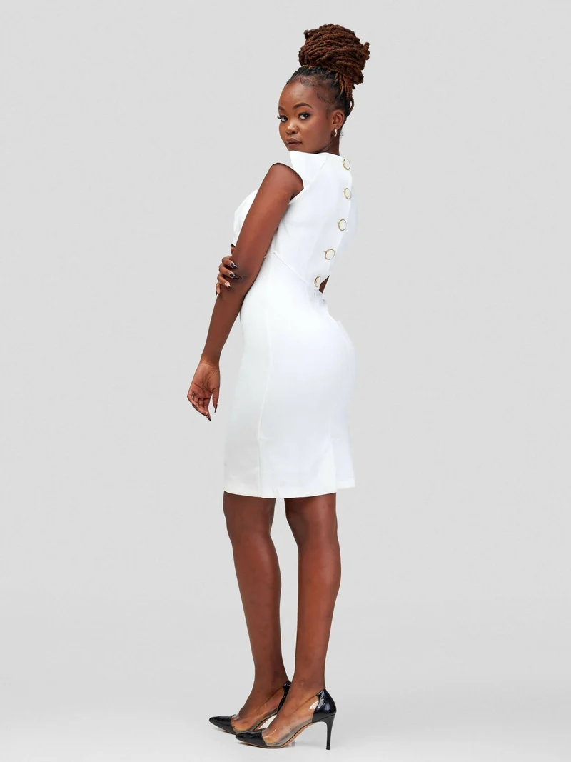 WSC Pambo Immaculate Chic Cowell Neck Dress - White