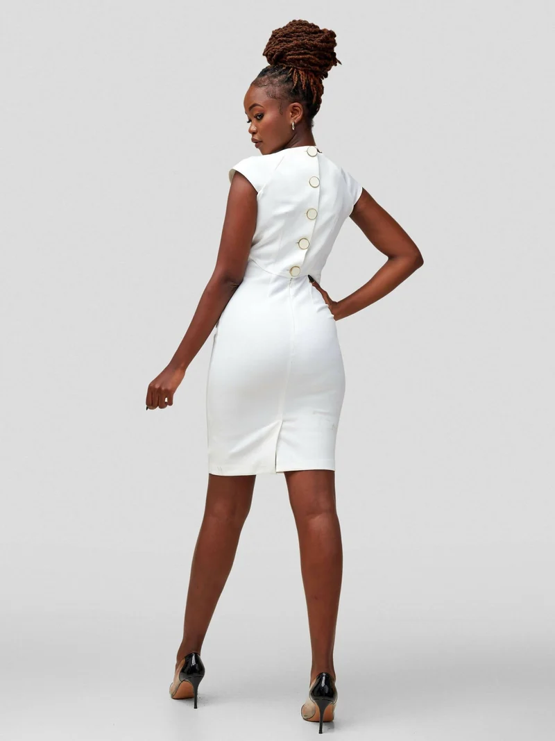 WSC Pambo Immaculate Chic Cowell Neck Dress - White