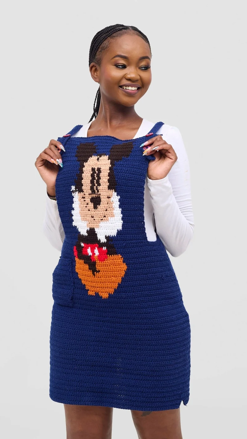 Brilliant Crotchets Pinafore Dress - Navy Blue