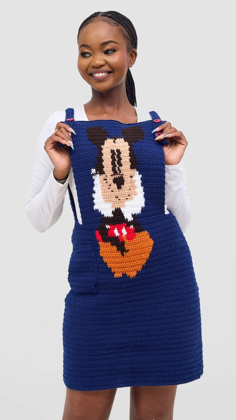 Brilliant Crotchets Pinafore Dress - Navy Blue
