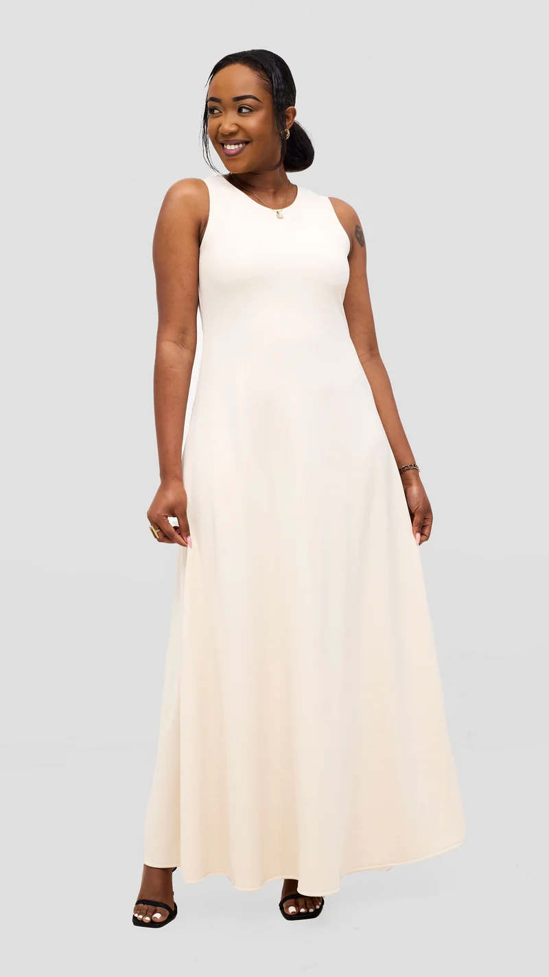 Vivo Tanda A-Line Maxi Dress - Offwhite