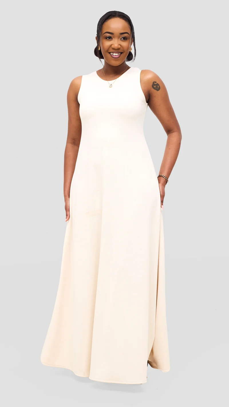 Vivo Tanda A-Line Maxi Dress - Offwhite