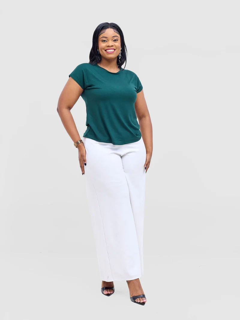 Vivo Basic Drop Shoulder Top - Dark Green