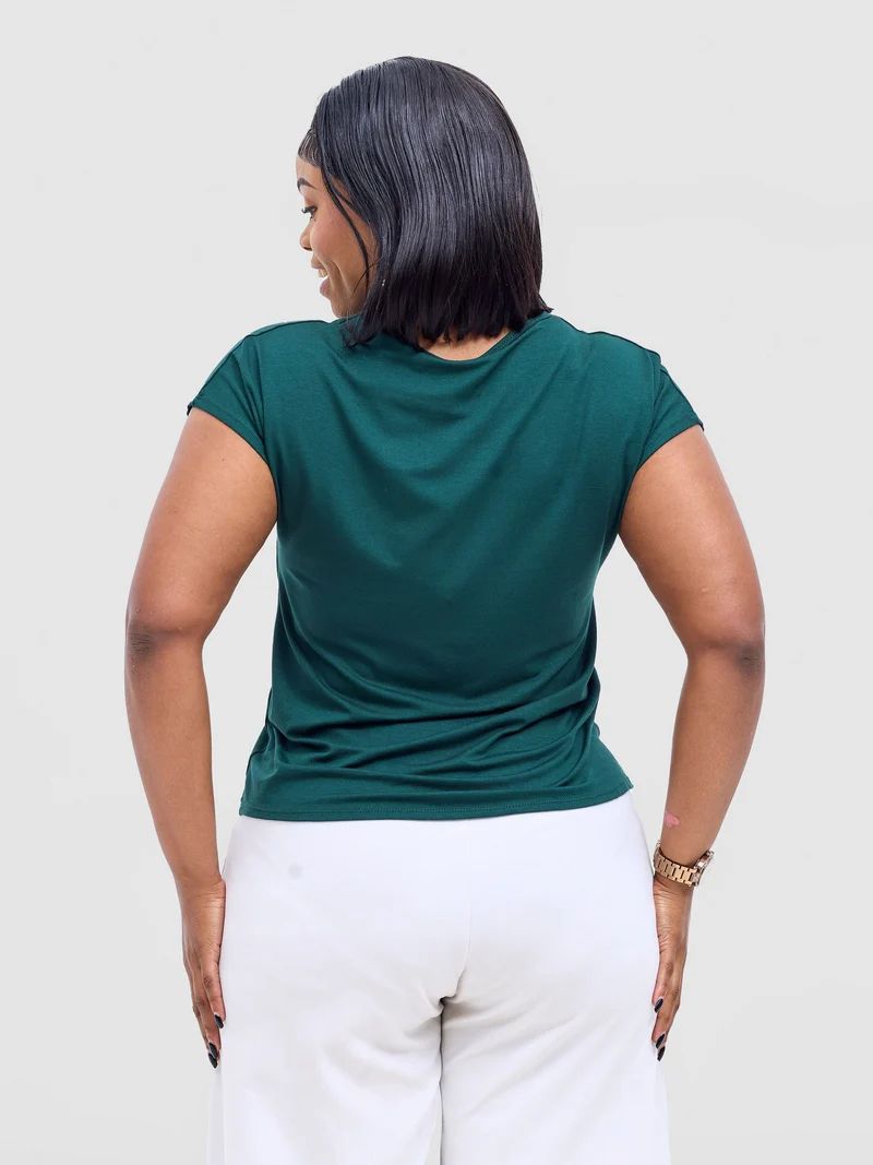 Vivo Basic Drop Shoulder Top - Dark Green