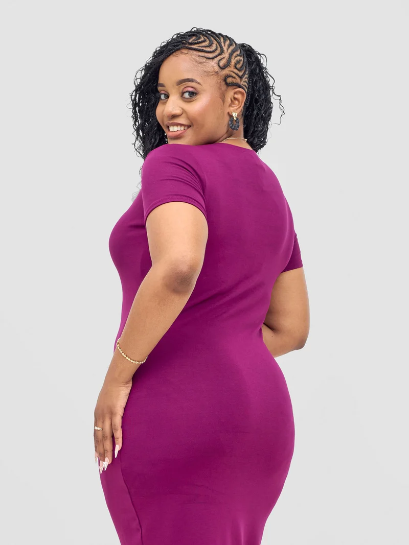 Vivo Leila Short Sleeve Bodycon - Burgundy