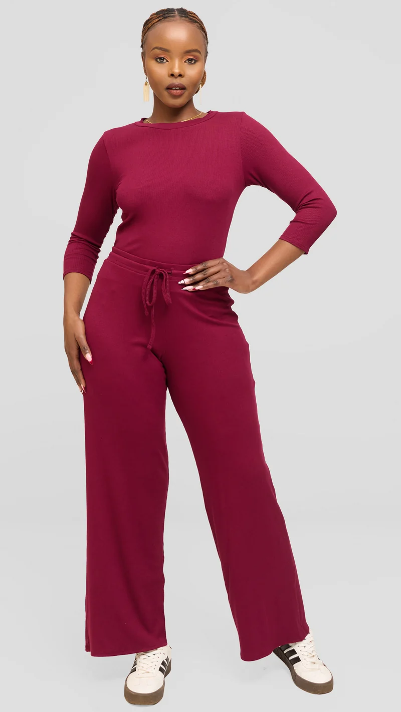 Vivo Lounge Pants in Rib - Maroon