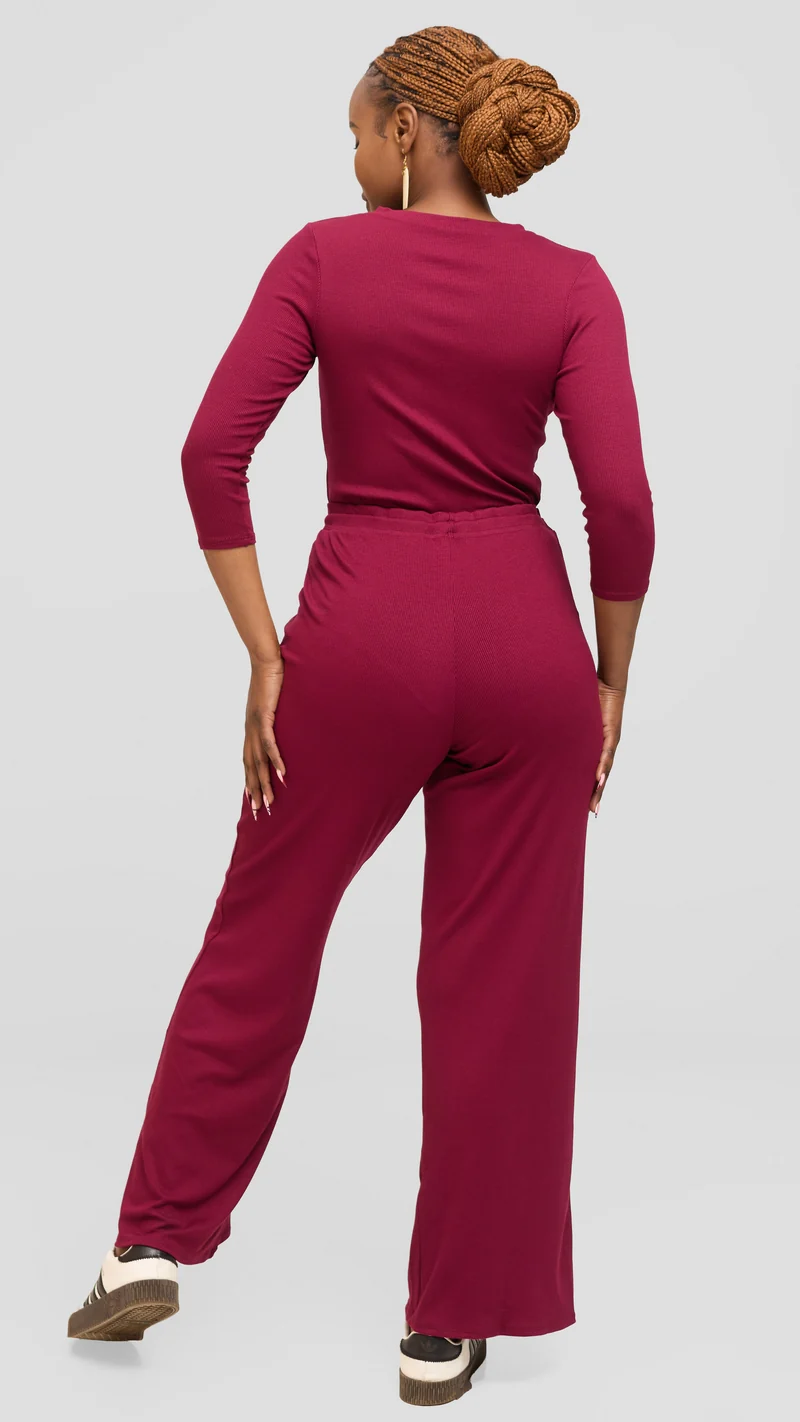 Vivo Lounge Pants in Rib - Maroon