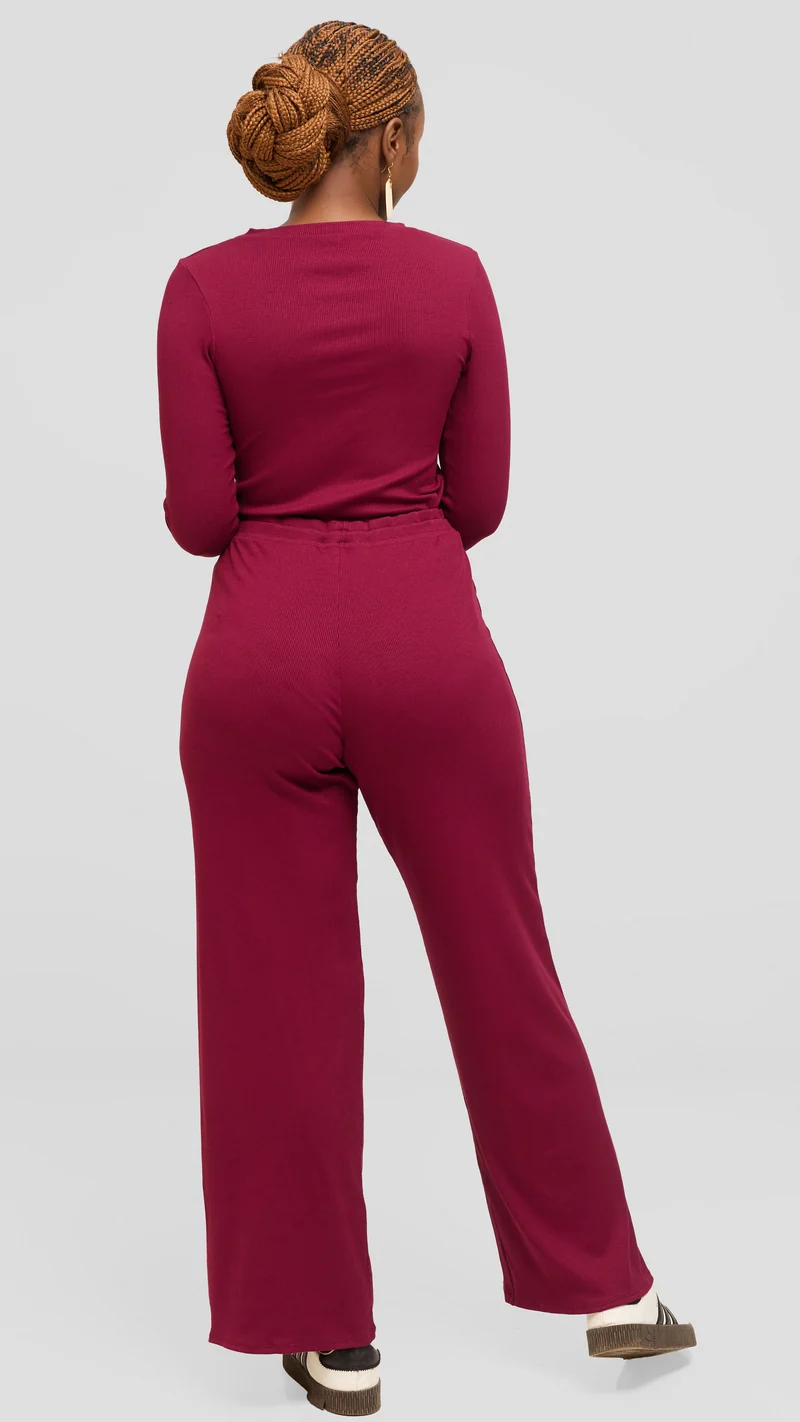 Vivo Lounge Pants in Rib - Maroon