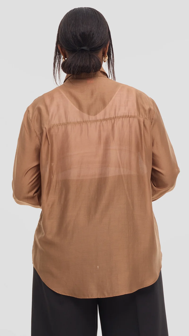 Vivo Drop Shoulder Shirt in Organza - Brown