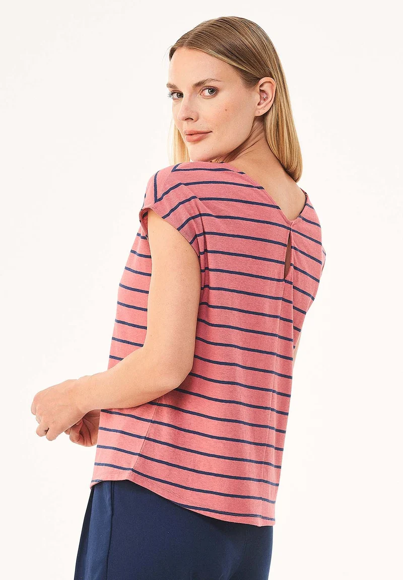 Gestreiftes T-Shirt aus Bio-Baumwolle und Leinen