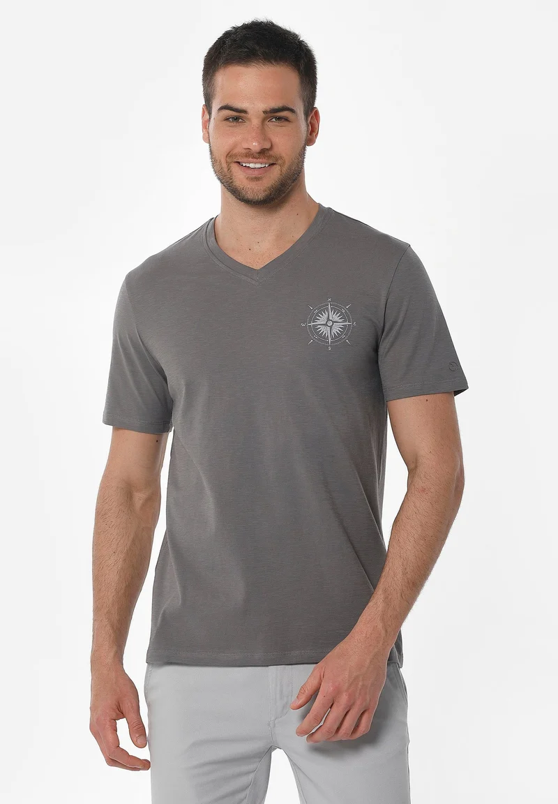 T-Shirt aus Bio-Baumwolle mit Kompass-Print