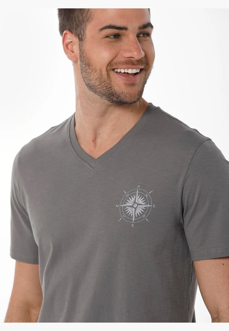 T-Shirt aus Bio-Baumwolle mit Kompass-Print
