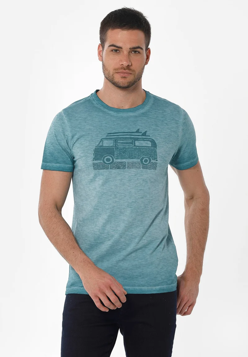 Garment Dyed T-Shirt aus Bio-Baumwolle mit Print