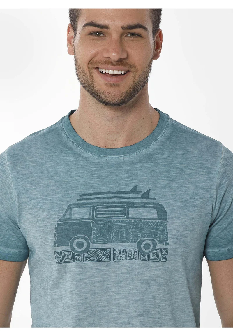 Garment Dyed T-Shirt aus Bio-Baumwolle mit Print