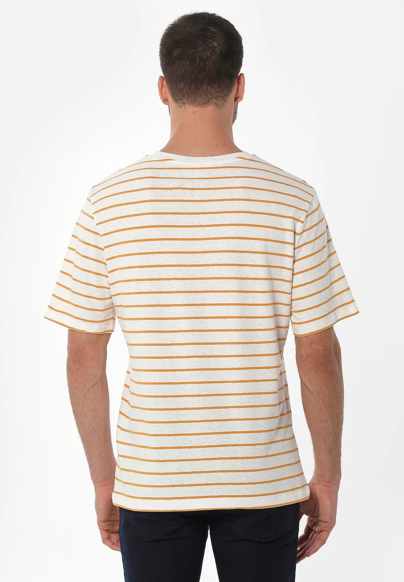 Gestreiftes T-Shirt aus Bio-Baumwolle und Leinen