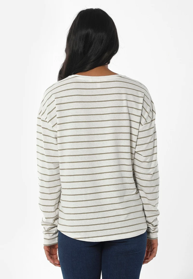 Gestreiftes Longsleeve T-Shirt aus Bio-Baumwolle und Leinen