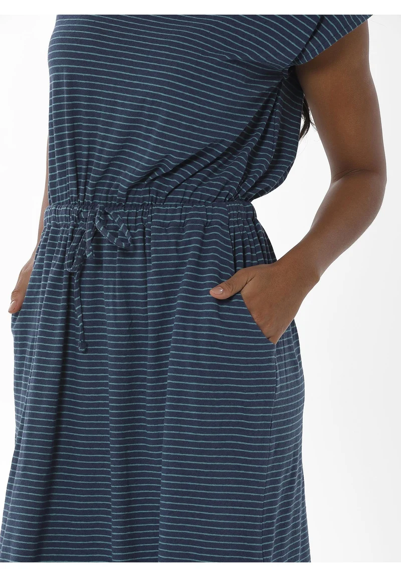 Gestreiftes Jerseykleid aus Bio-Baumwolle und Leinen