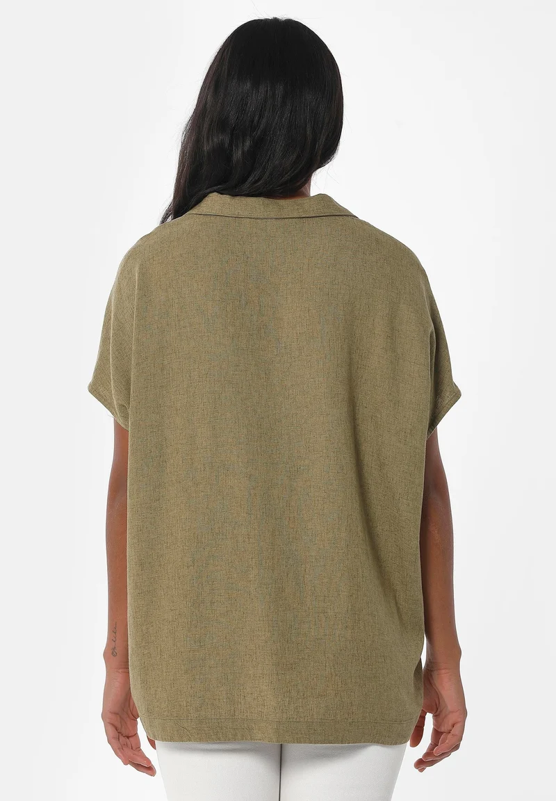 Bluse aus LENZING™ ECOVERO™ und Leinen