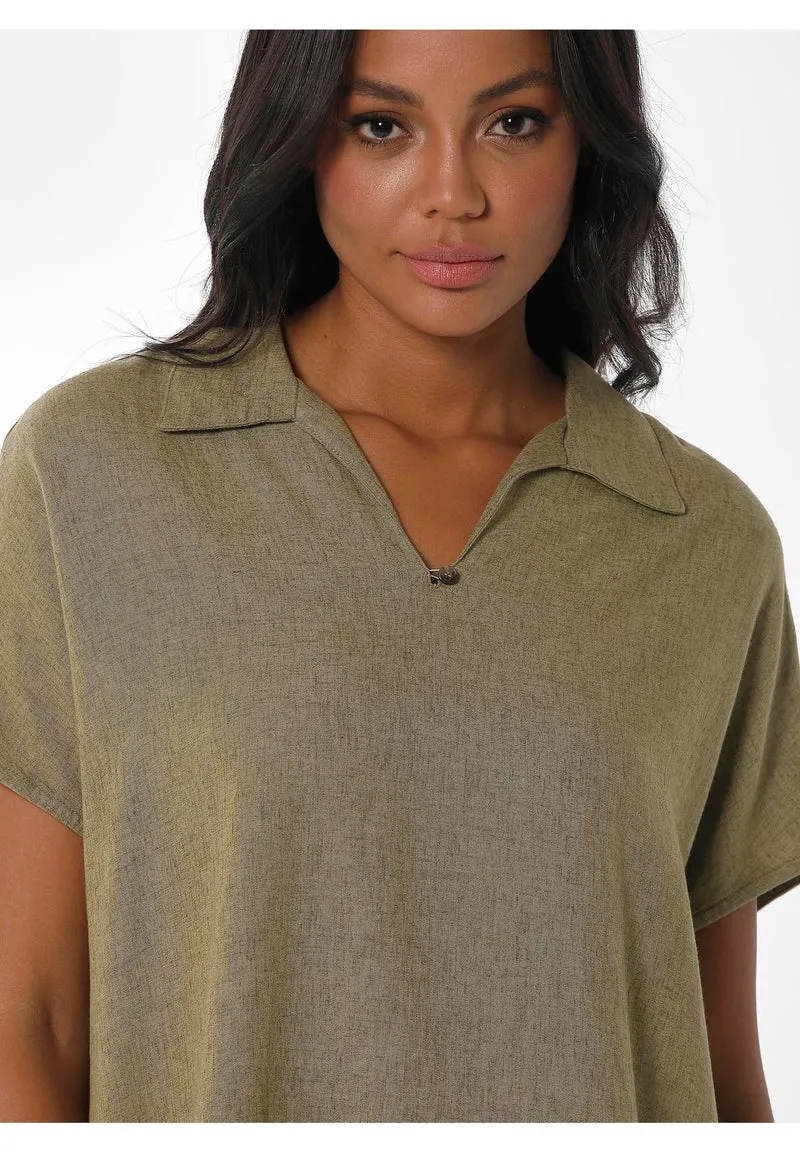 Bluse aus LENZING™ ECOVERO™ und Leinen