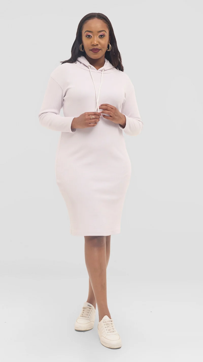 The Rose Blush Hooded Sweater Dress - Beige