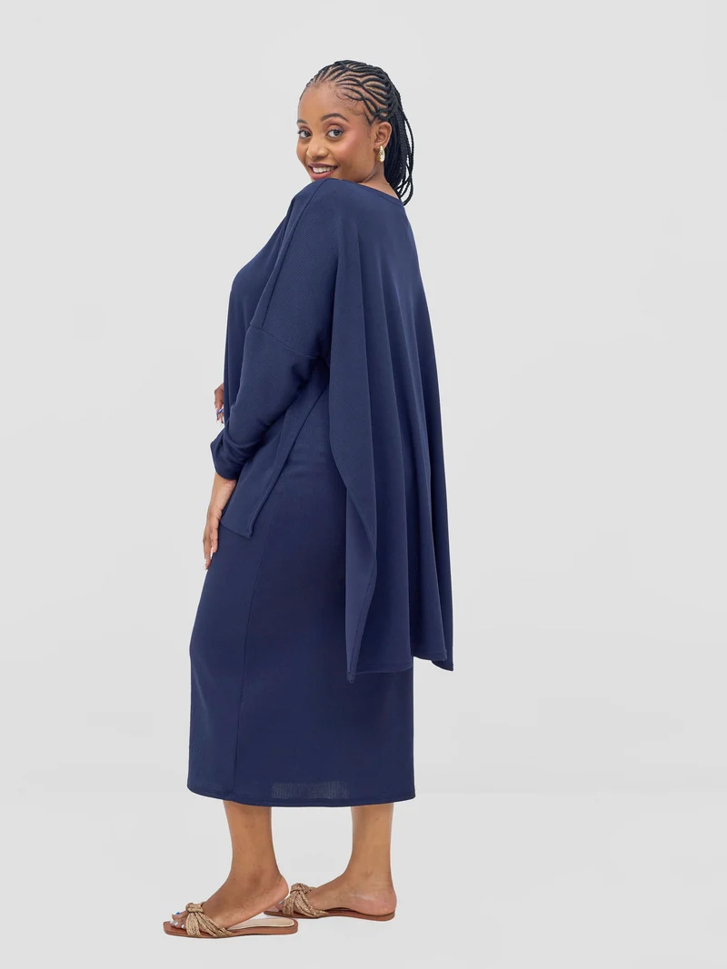 Vivo Safa Sweater in Stretch Rib - Navy