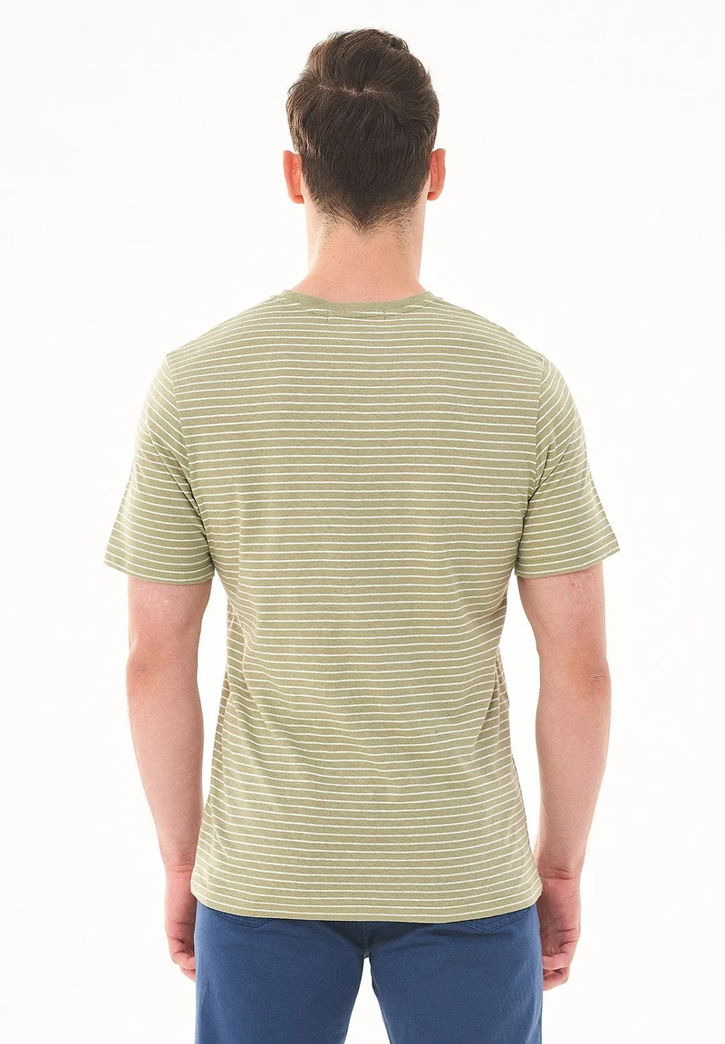 Gestreiftes T-Shirt aus Bio-Baumwolle und Leinen