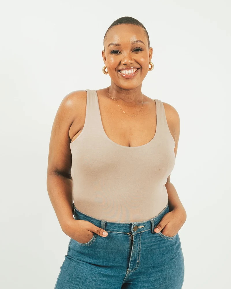 Vivo X This Is Essential Sleeveless Scooped Neck Bodysuit - Taupe